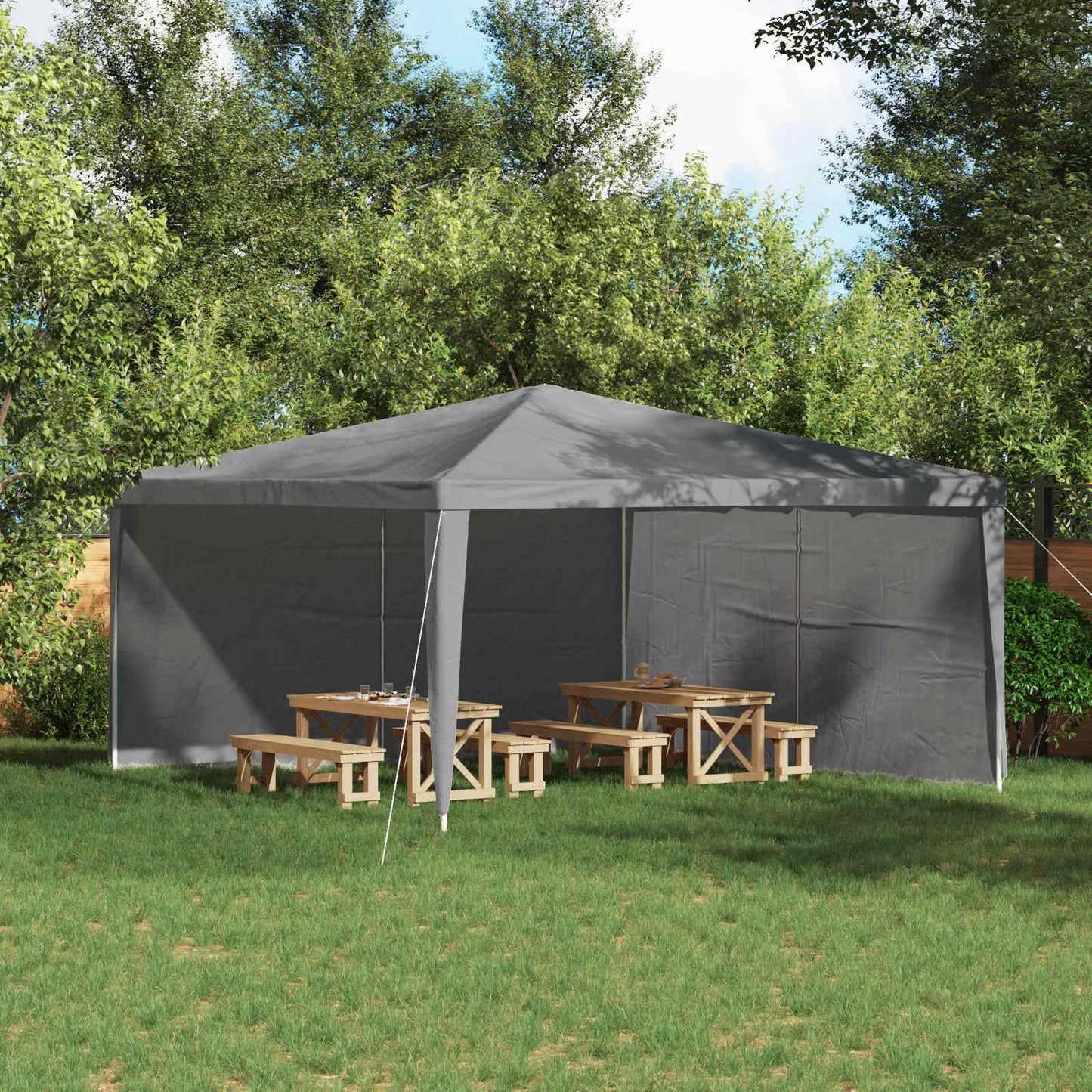 Boční Stěna Párty Stanu 2 Ks 400 X 195 Cm Světle Šedá Pe A Ocel