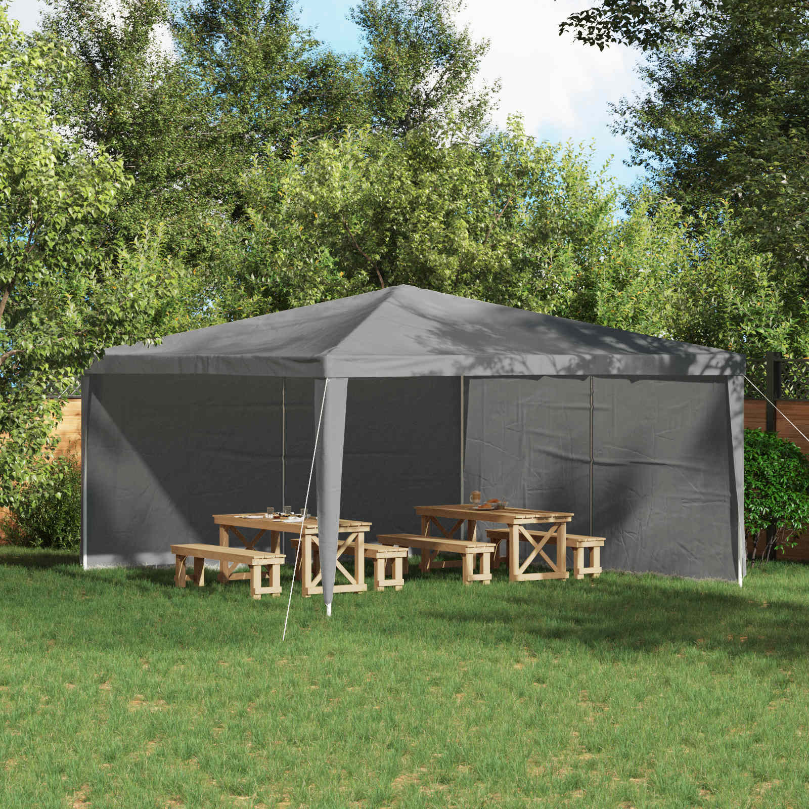 Boční Stěna Párty Stanu 2 Ks 400 X 195 Cm Světle Šedá Pe A Ocel
