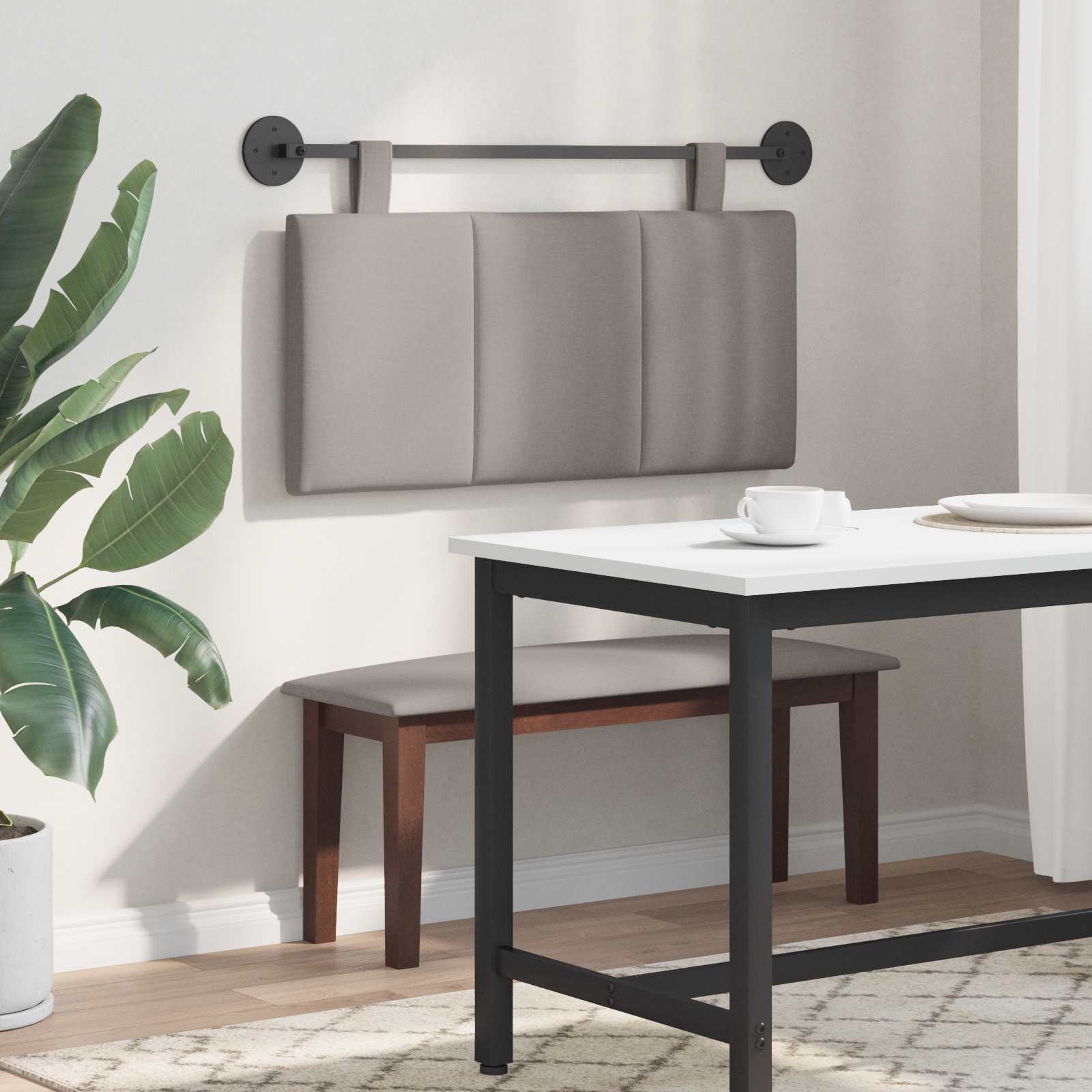 Závěsné Čelo Postele Taupe Textil