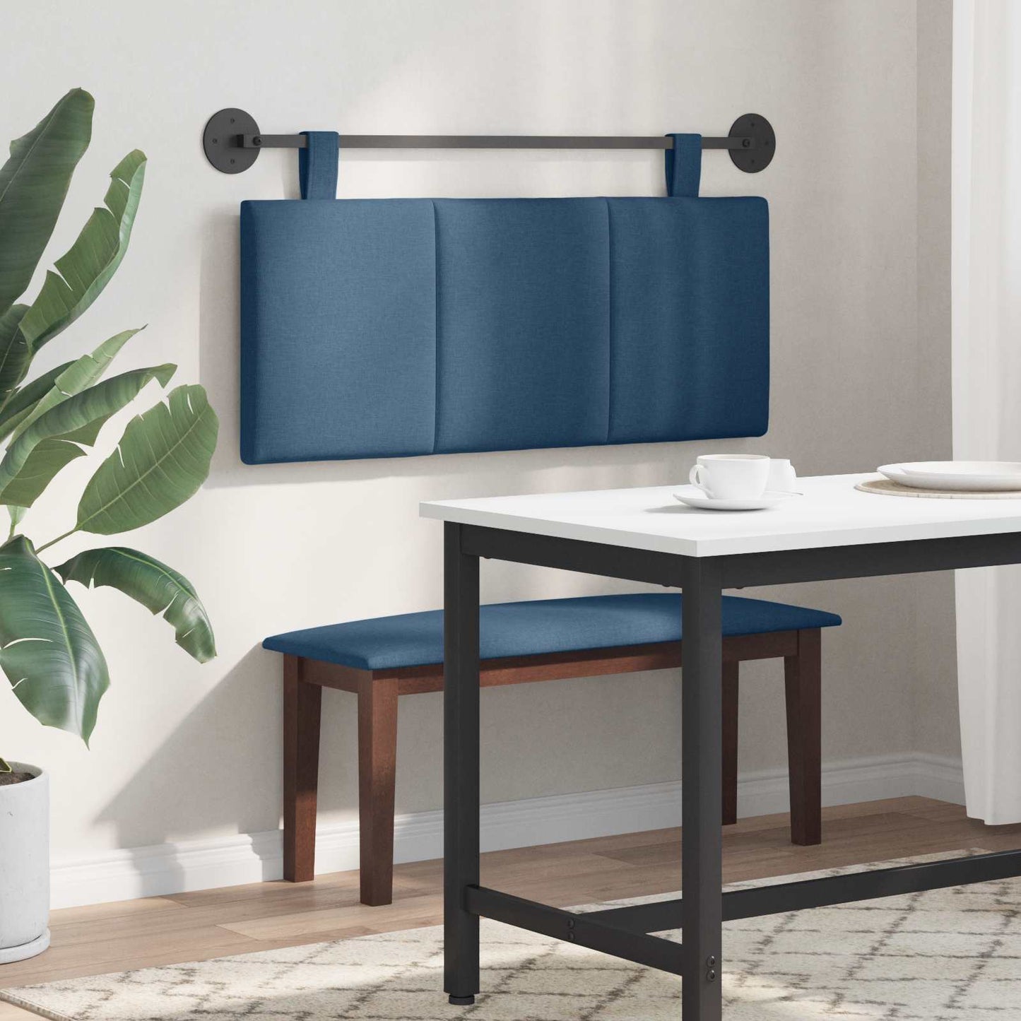 Závěsné Čelo Postele Modrá Textil