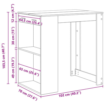 Barový Stůl 102 X 70 X 103,5 Cm Kompozitní Dřevo Černý Dub