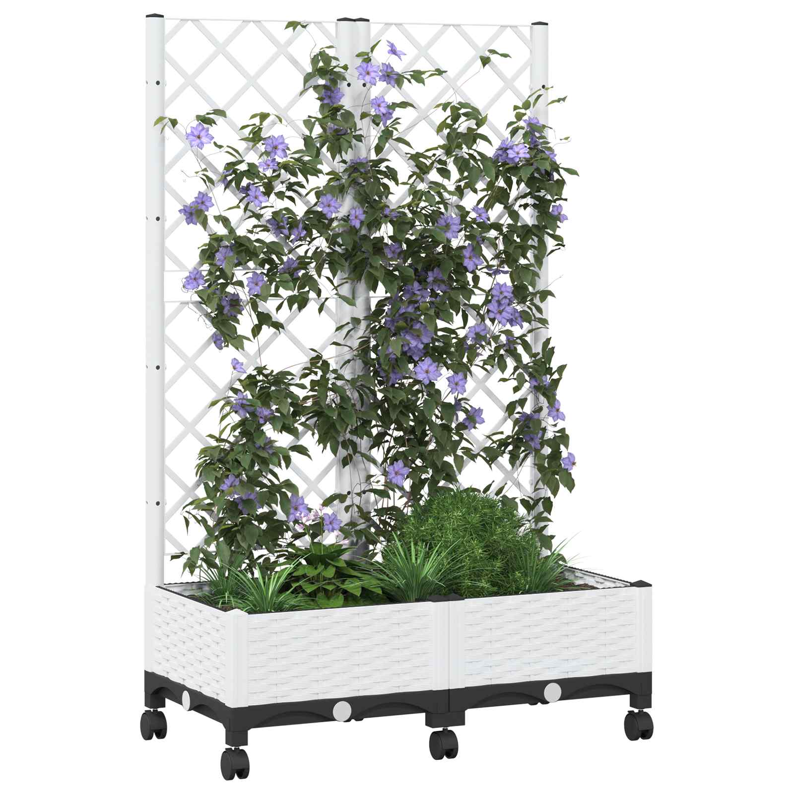 Zahradní Truhlík S Treláží A Koly Bílá 80 X 40 X 131,5 Cm Pp