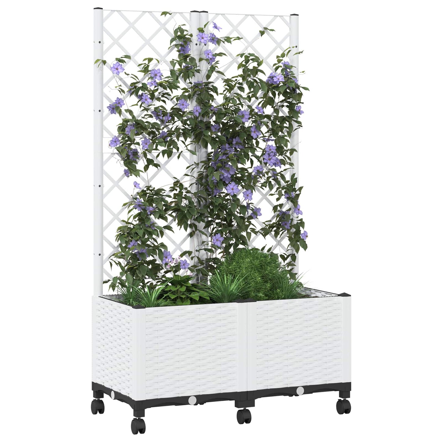 Zahradní Truhlík S Treláží A Koly Bílá 80 X 40 X 146 Cm Pp