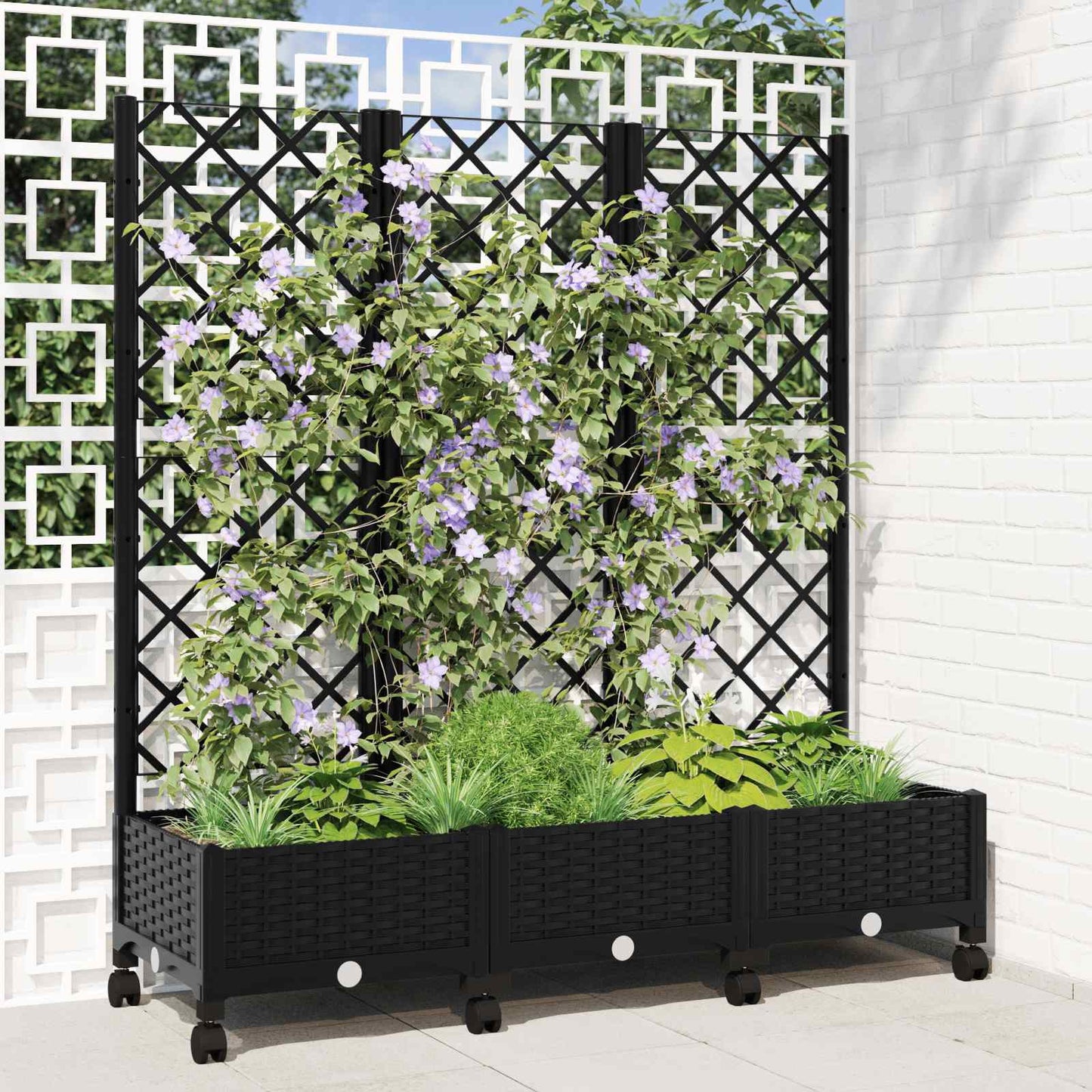 Zahradní Truhlík S Treláží A Koly Černá 120 X 40 X 131,5 Cm Pp