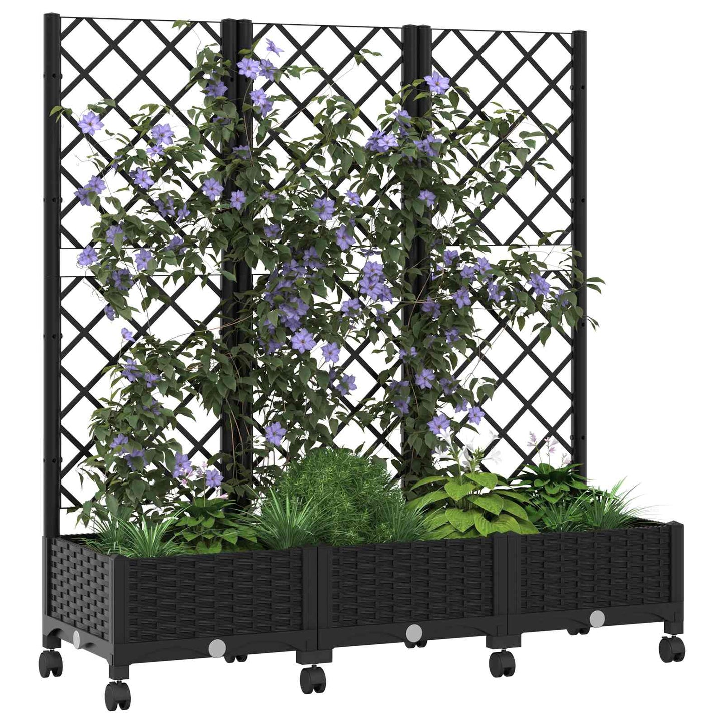 Zahradní Truhlík S Treláží A Koly Černá 120 X 40 X 131,5 Cm Pp