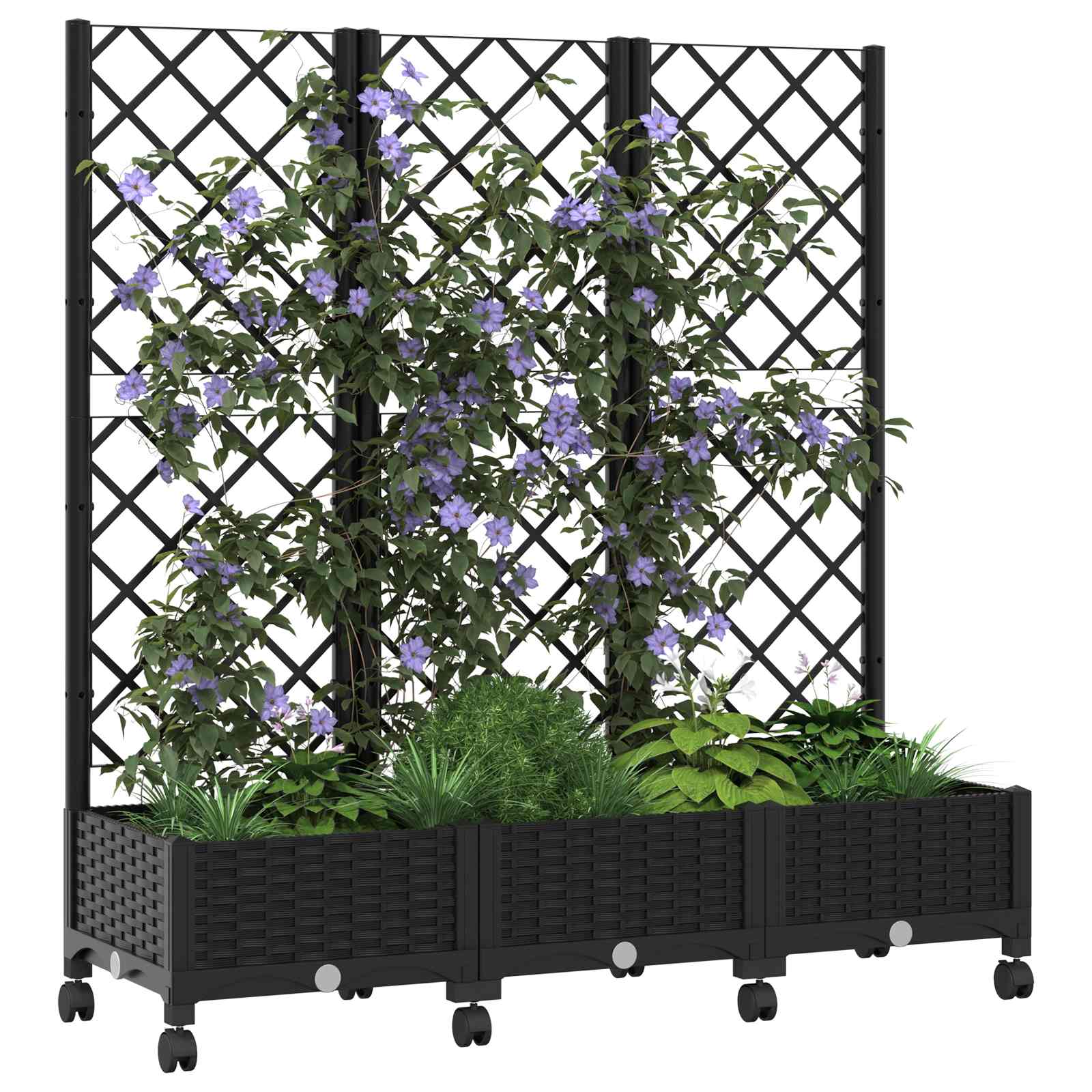 Zahradní Truhlík S Treláží A Koly Černá 120 X 40 X 131,5 Cm Pp