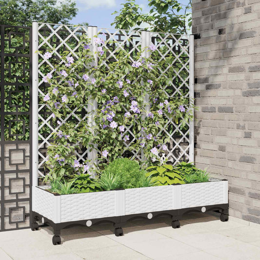 Zahradní Truhlík S Treláží A Koly Bílá 120 X 40 X 131,5 Cm Pp