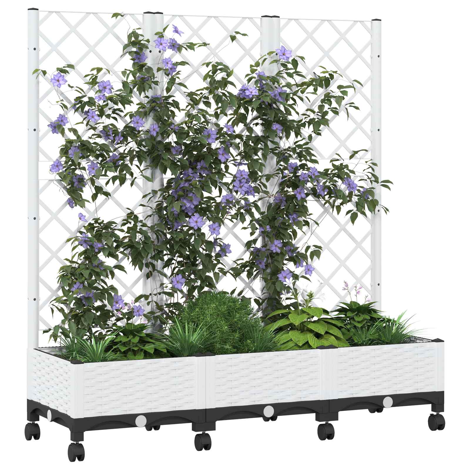Zahradní Truhlík S Treláží A Koly Bílá 120 X 40 X 131,5 Cm Pp