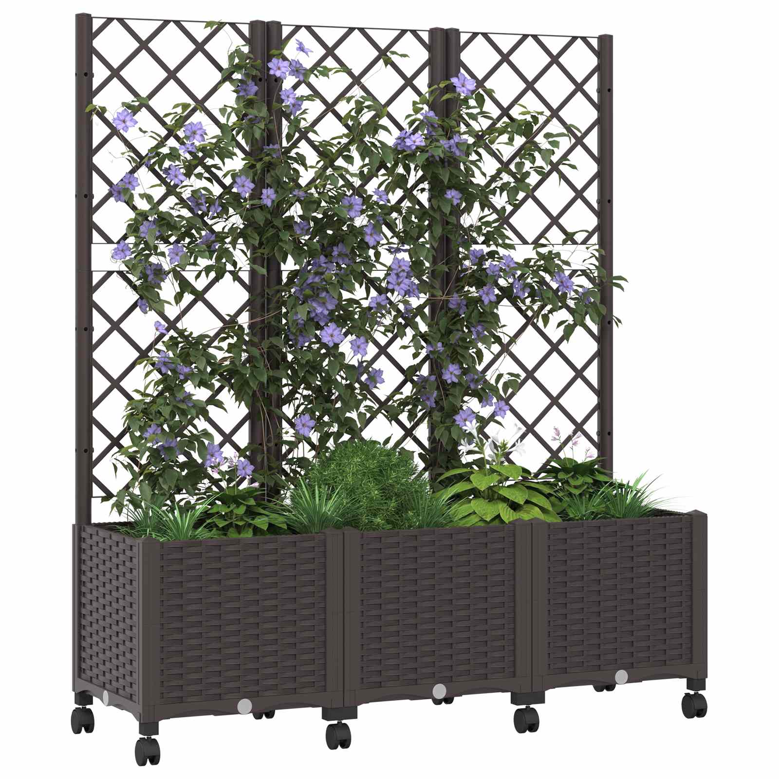 Zahradní Truhlík S Treláží A Koly Hnědá 120 X 40 X 146 Cm Pp