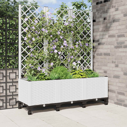 Zahradní Truhlík S Treláží A Koly Bílá 120 X 40 X 146 Cm Pp