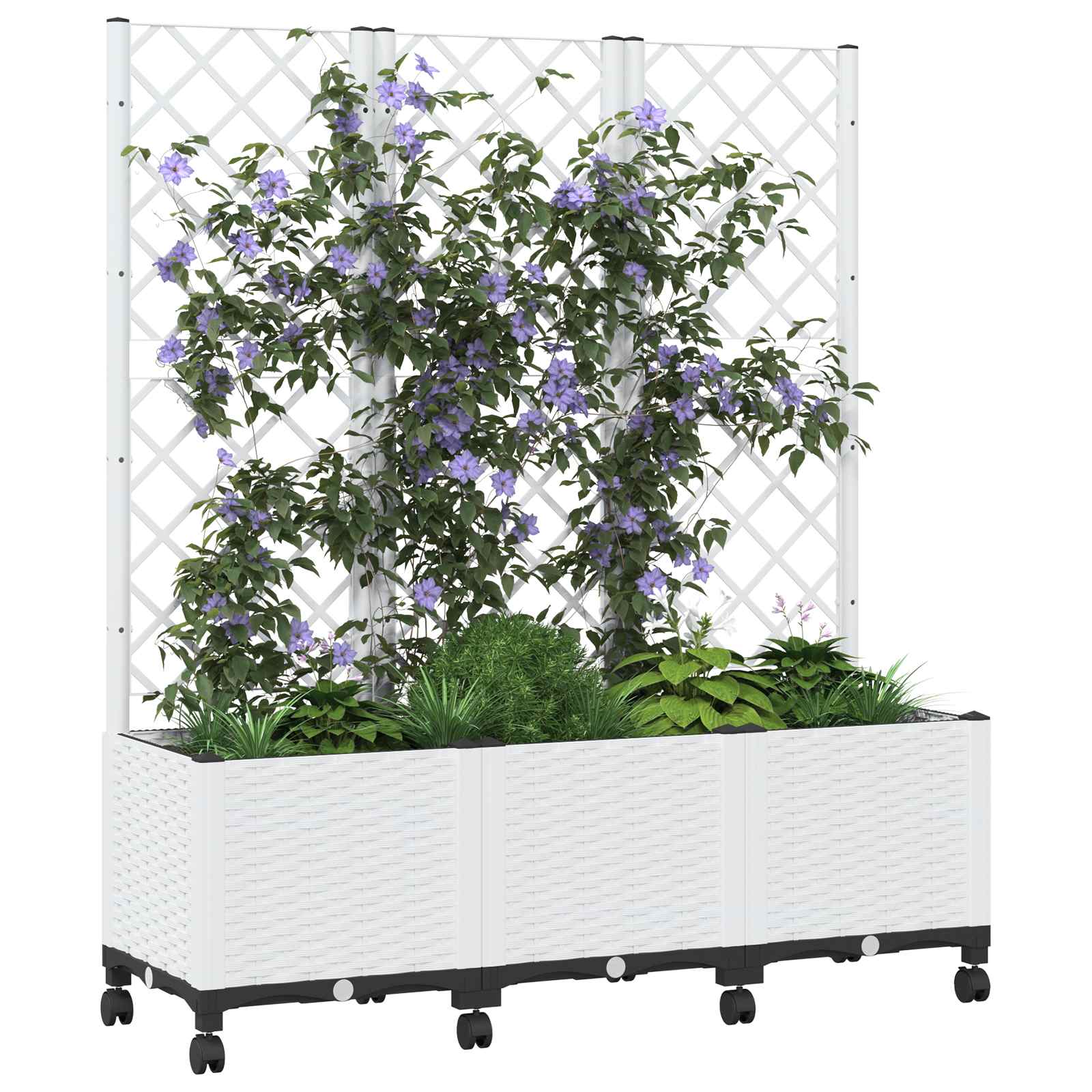 Zahradní Truhlík S Treláží A Koly Bílá 120 X 40 X 146 Cm Pp