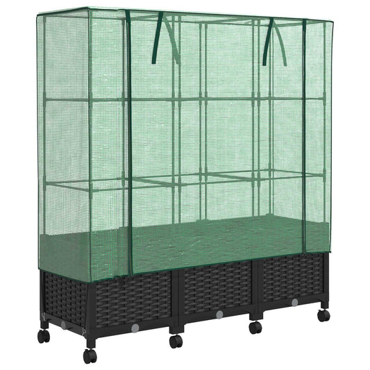 Zahradní Květináč S Krytem Pro Skleníky A Koly 3 Ks Černá Pp