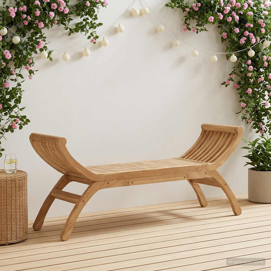 Zahradní Lavice 2 -Seater 126 Cm Pevné Teakové Dřevo Přírodní