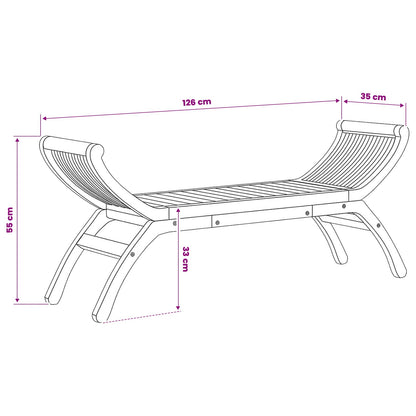 Zahradní Lavice 2 -Seater 126 Cm Pevné Teakové Dřevo Přírodní