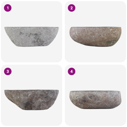 Umyvadlo Oválný Šedá (32-37) X (27-30) X 12 Cm Říční Kámen