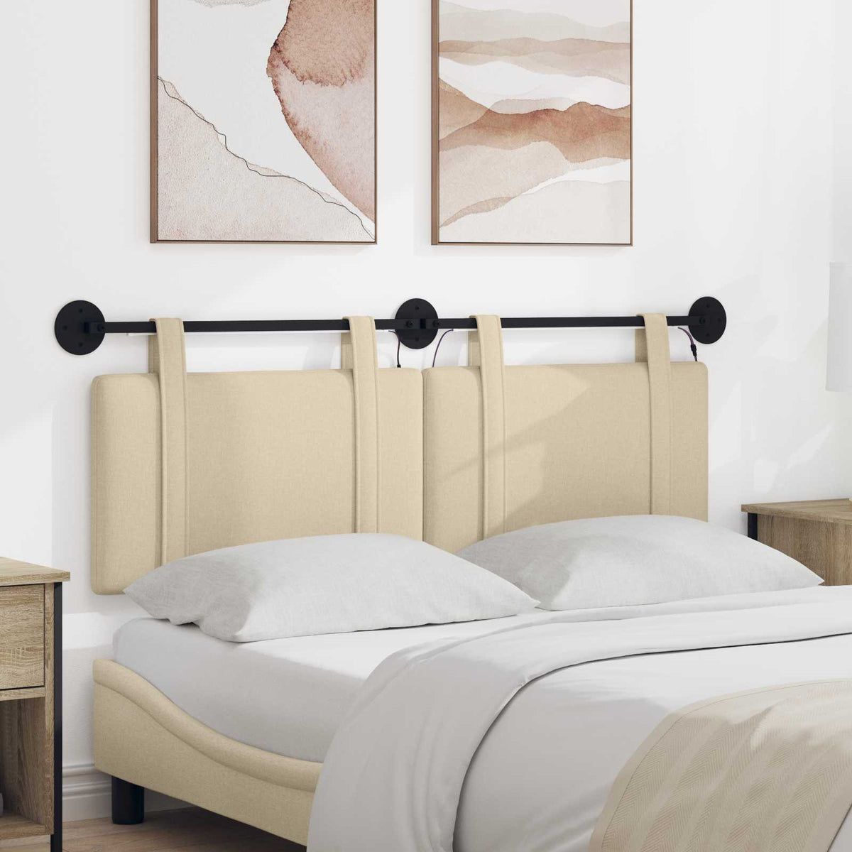 Závěsné Čelo Postele Oblačno Šedá Textil