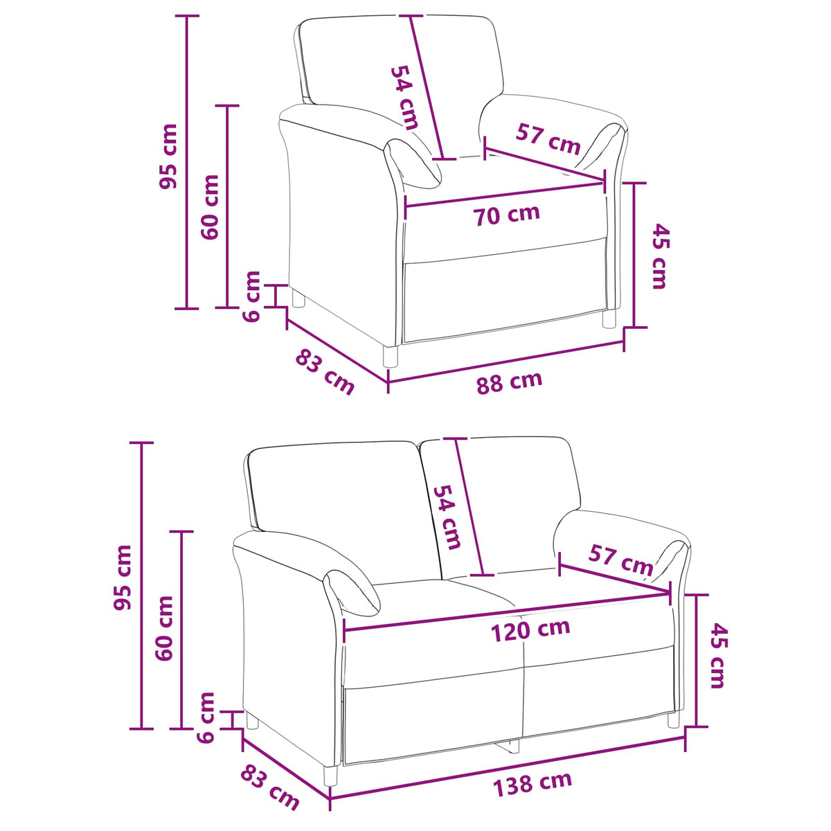 Set Pohovek 2 Ks Samet
