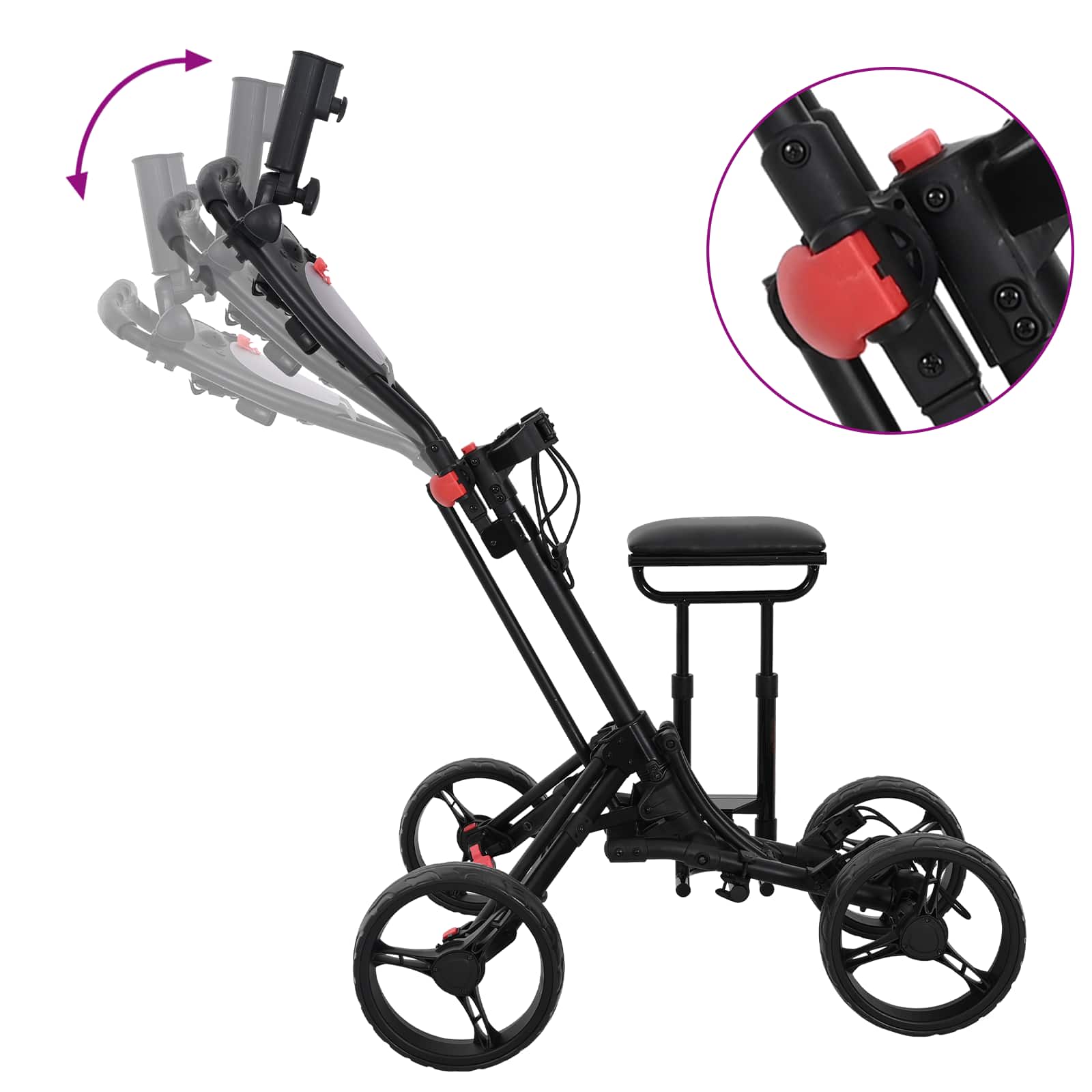 Golfový Vozík Se Sedadlem Černá Hliník Skládací