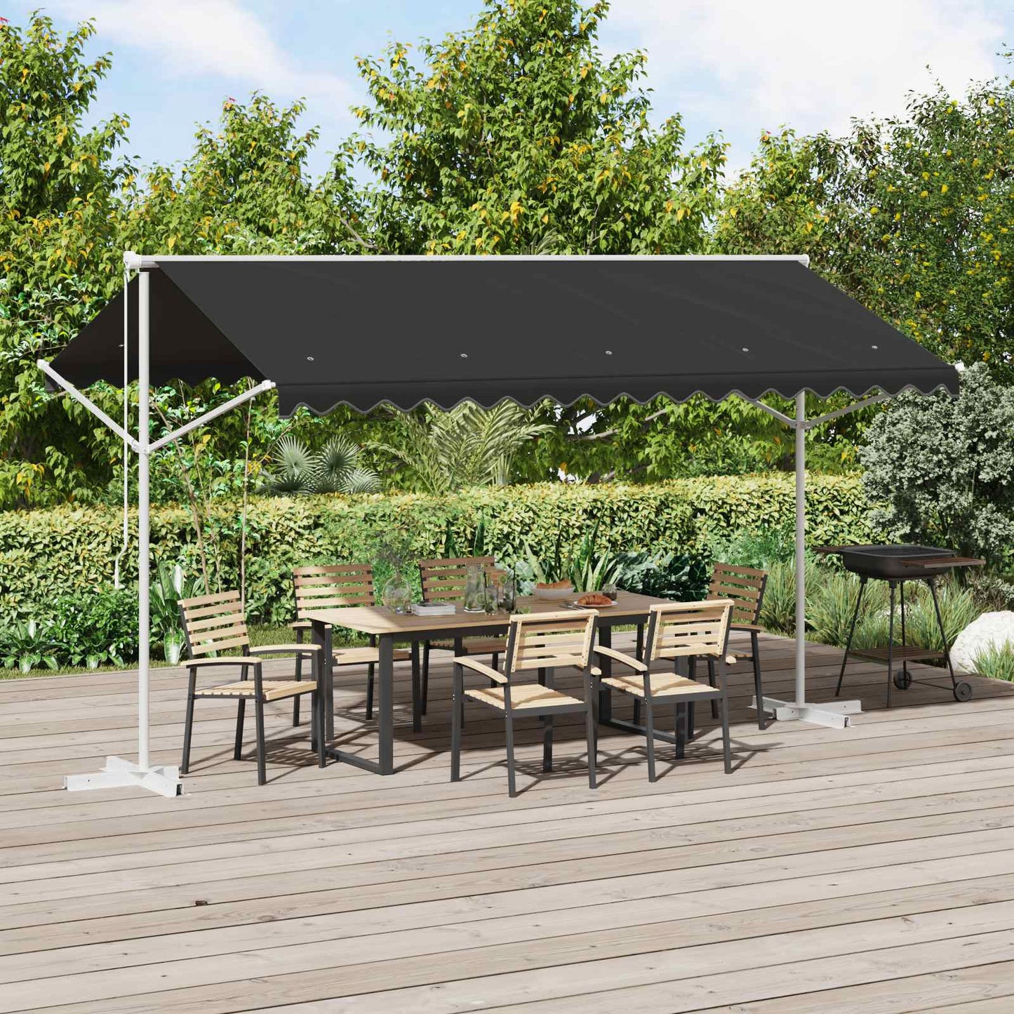 Volně Stojící Markýza 4 × 3 M Polyester Antracitová
