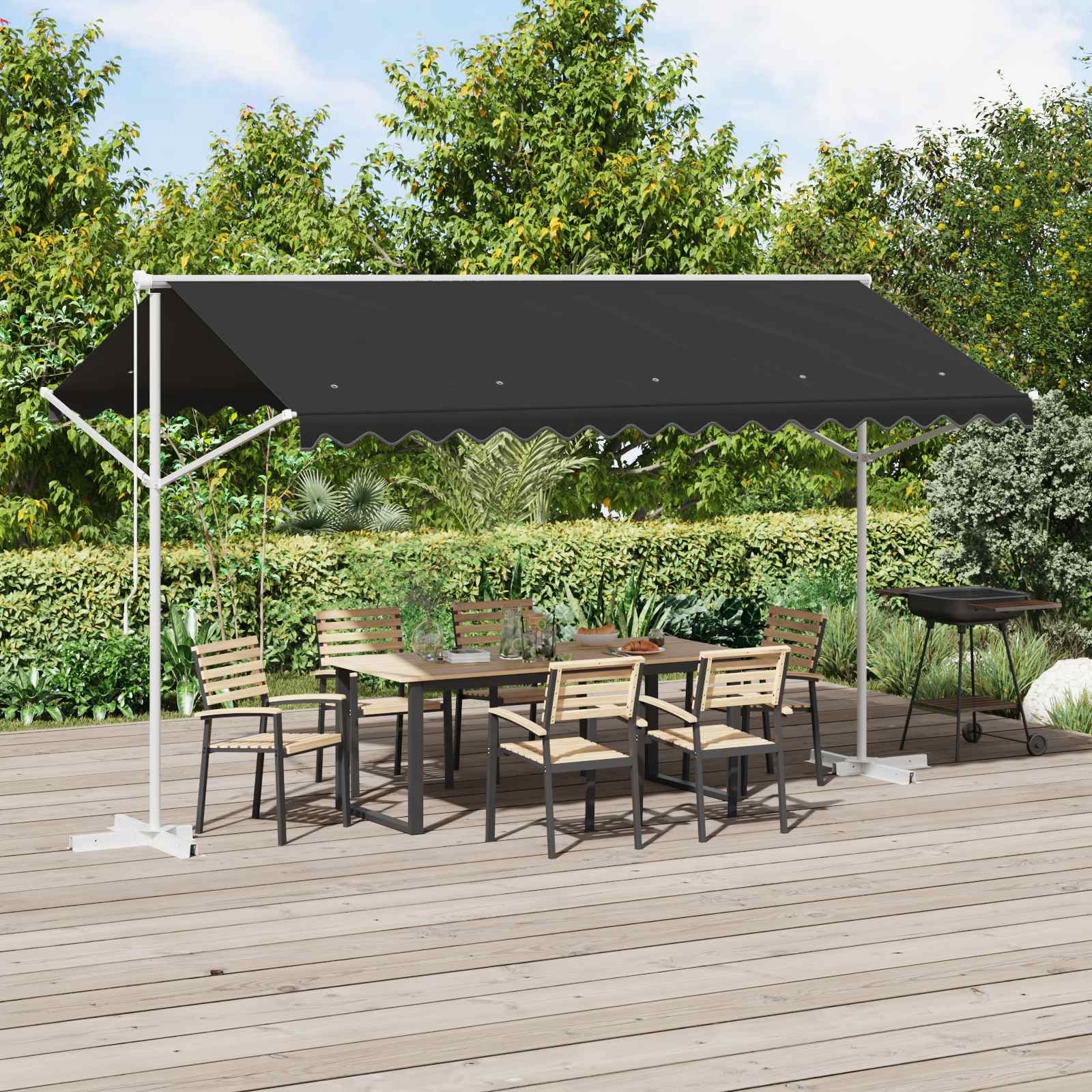 Volně Stojící Markýza 4 × 3 M Polyester Antracitová