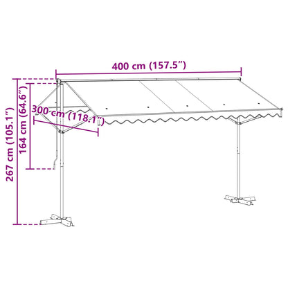 Volně Stojící Markýza 4 × 3 M Polyester Antracitová
