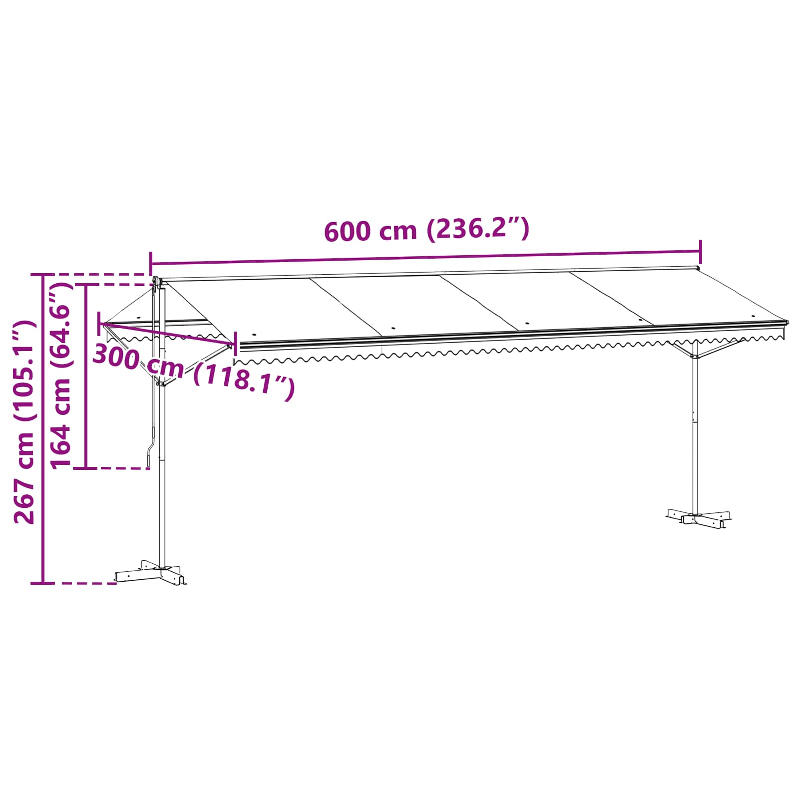Volně Stojící Markýza Antracitová 6 X 3 M Polyester