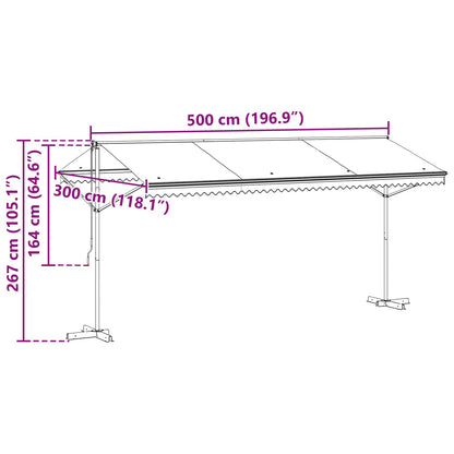 Volně Stojící Markýza Šedá 5 X 3 M Polyester