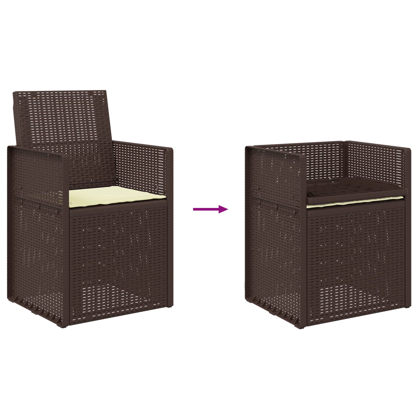 Zahradní Jídelní Židle 2 Pcs Hnědá A Krémová Pp