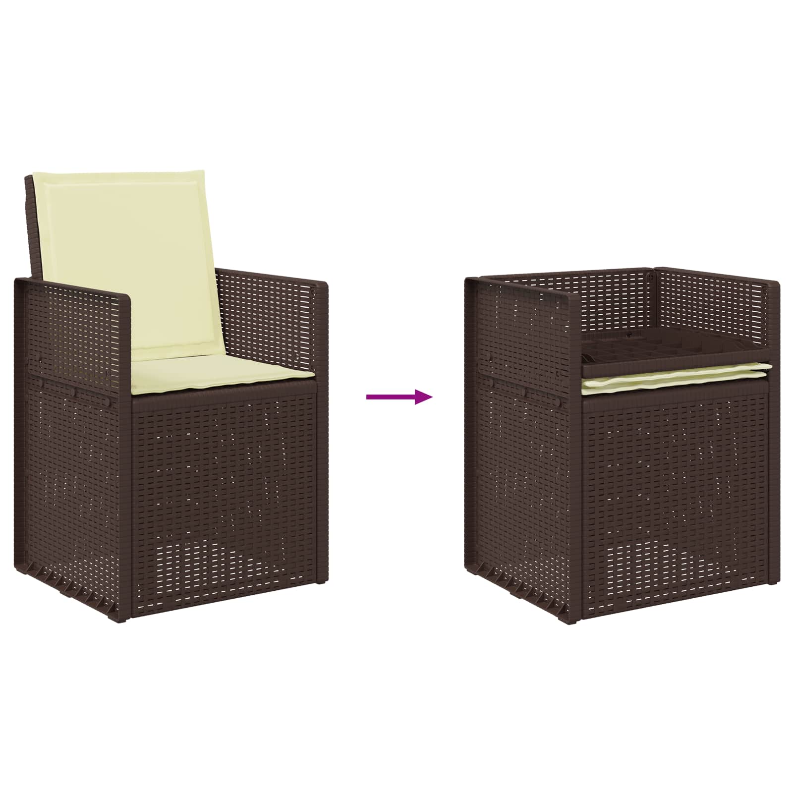 Zahradní Jídelní Židle 2 Pcs Hnědá A Krémová Pp