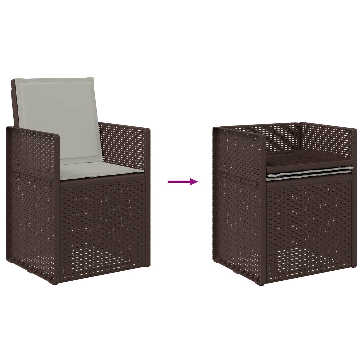 Zahradní Jídelní Židle 2 Pcs Hnědá A Světle Šedá Pp