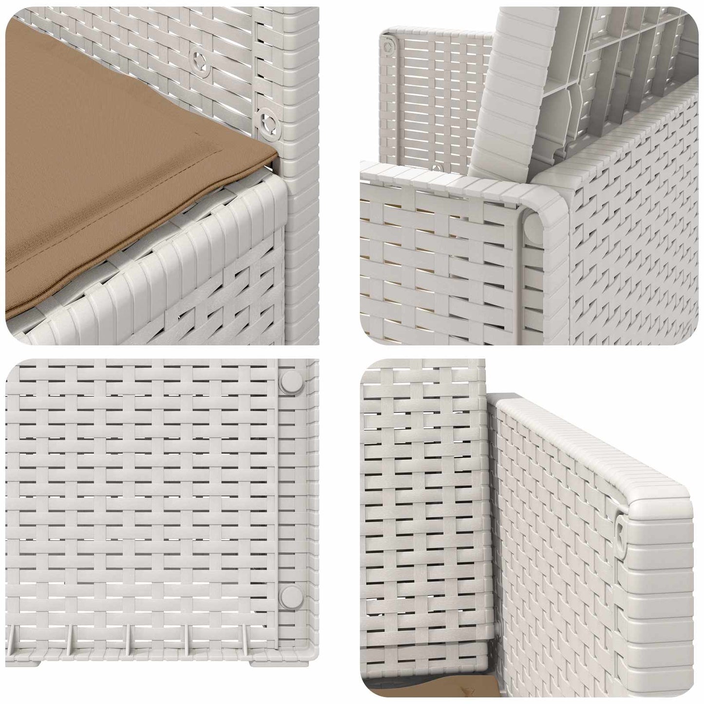 Zahradní Jídelní Židle 2 Pcs Bílá A Taupe Pp