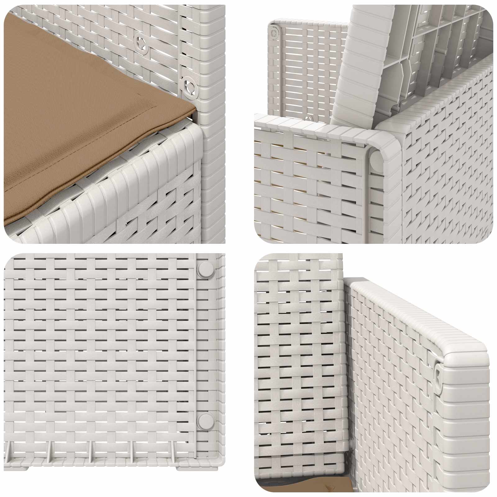 Zahradní Jídelní Židle 2 Pcs Bílá A Taupe Pp