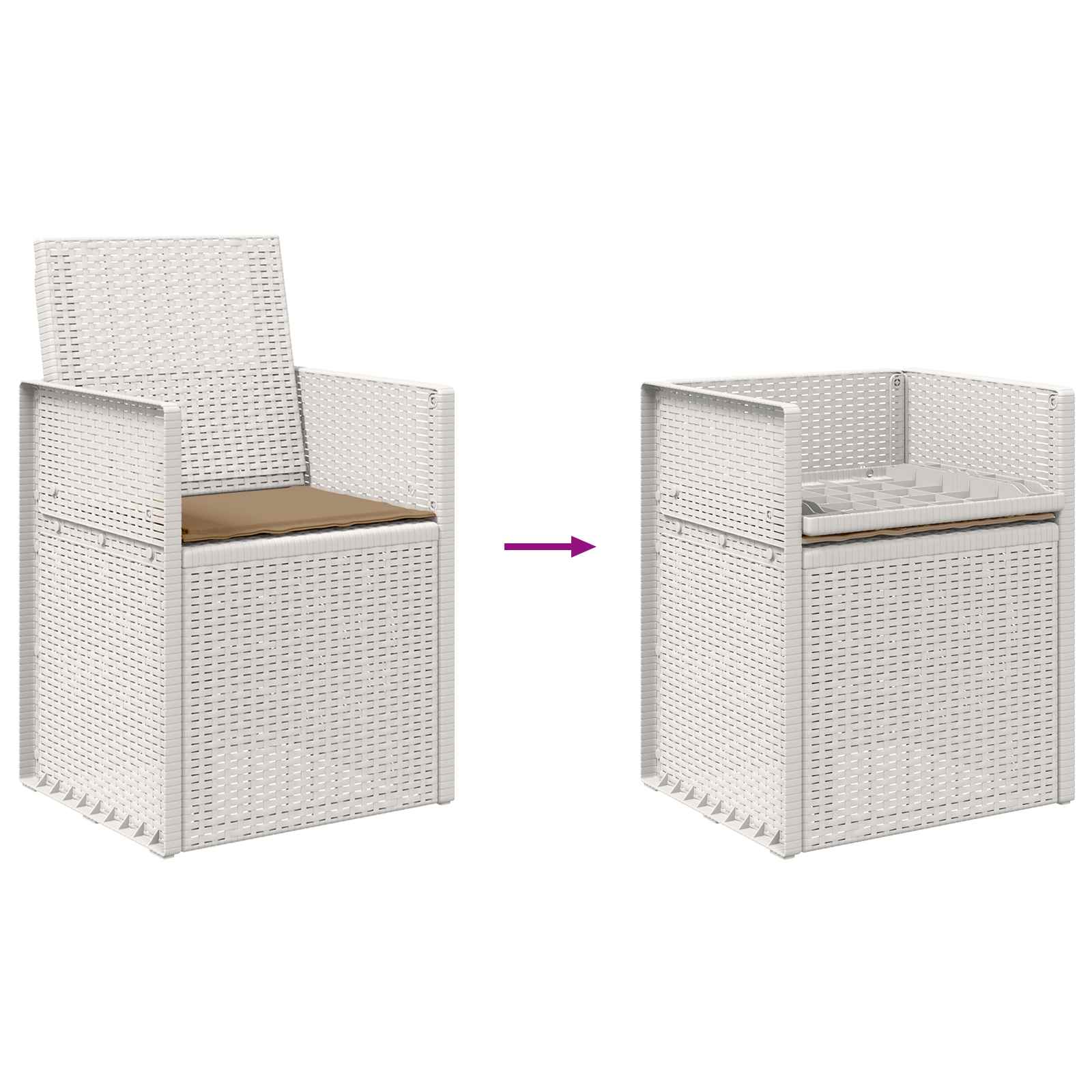 Zahradní Jídelní Židle 2 Pcs Bílá A Taupe Pp