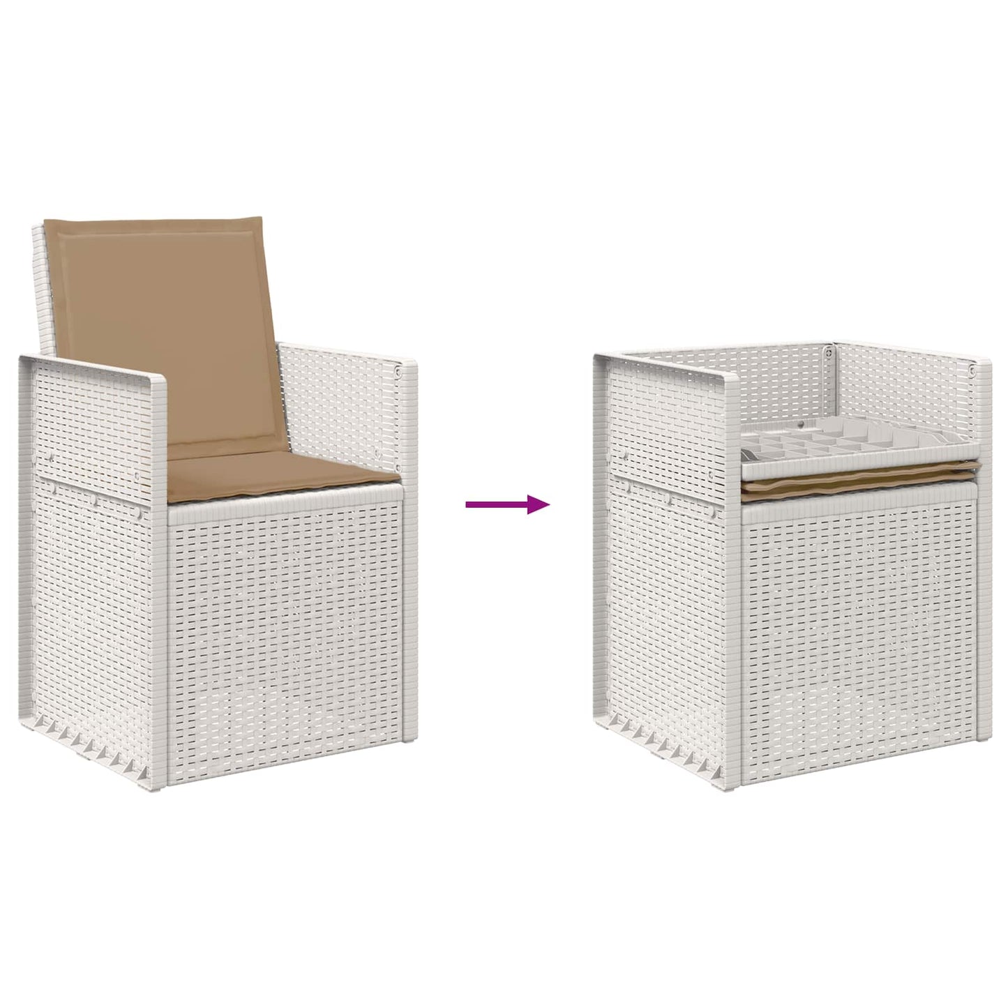 Zahradní Jídelní Židle 2 Pcs Bílá A Taupe Pp