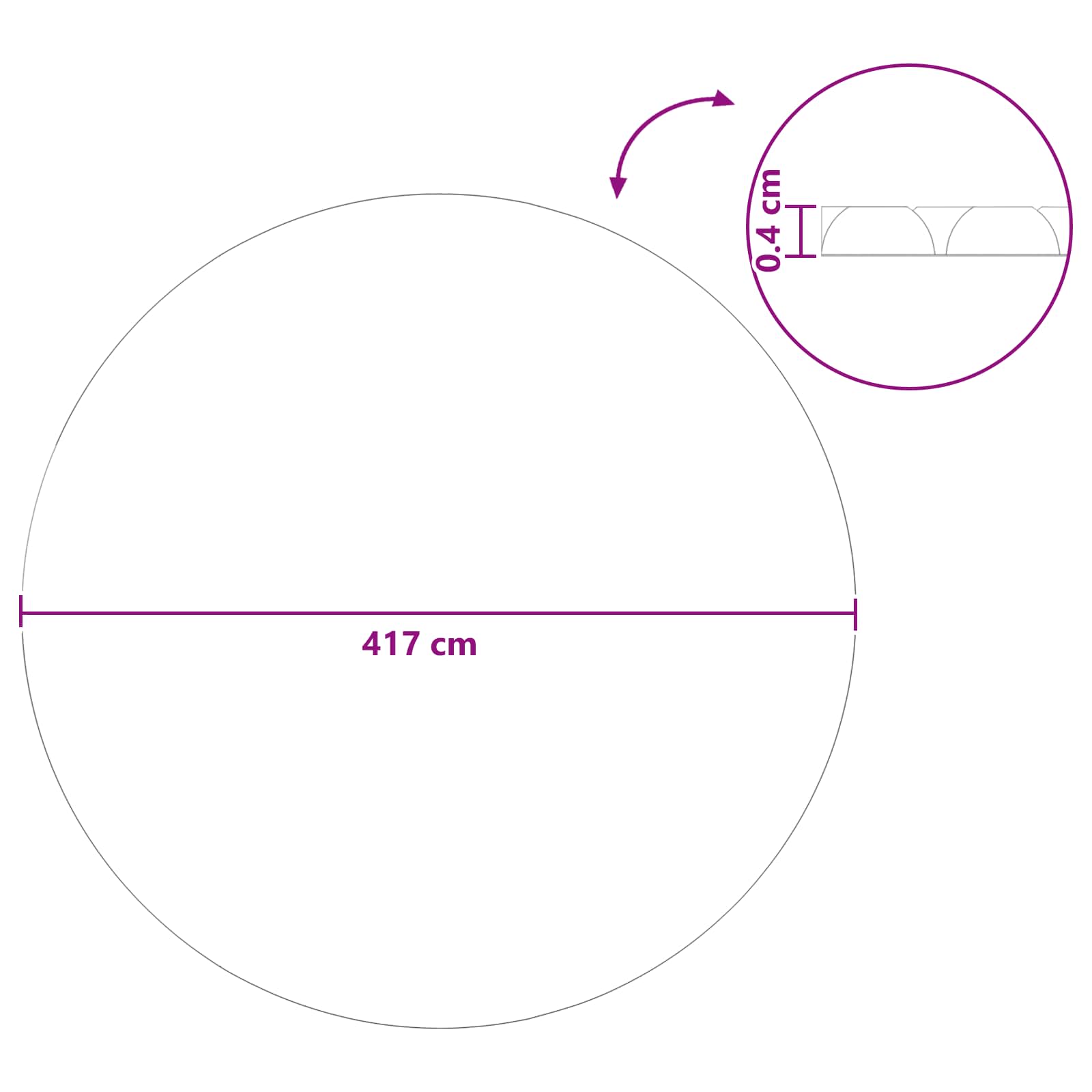 Solární Kryt Bazénu Těžké Kvality Ø 417 Cm 200 Μm Kulatý Pe