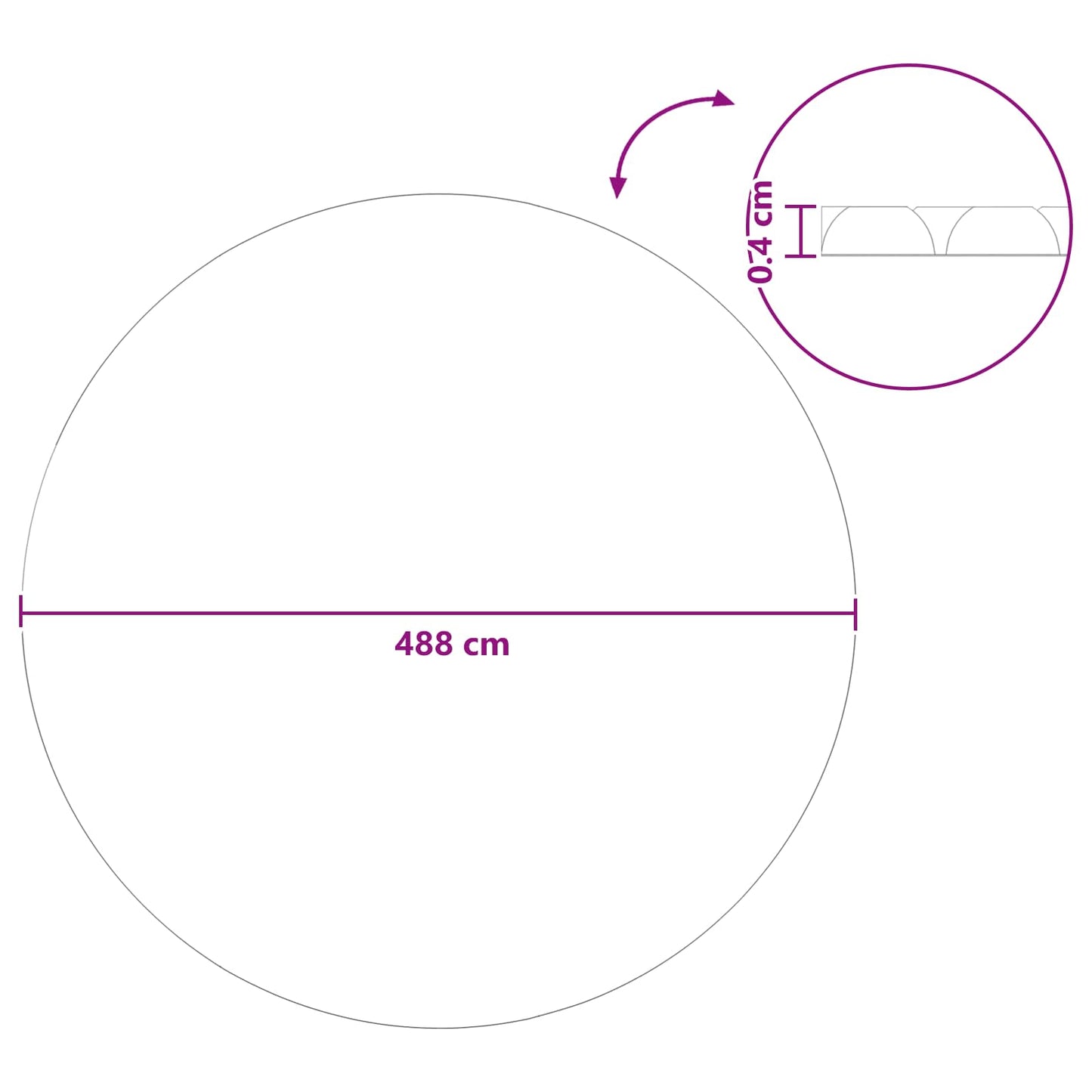Solární Kryt Bazénu Extra Silný Ø 488 Cm 400 Μm Kulatý Pe Černá