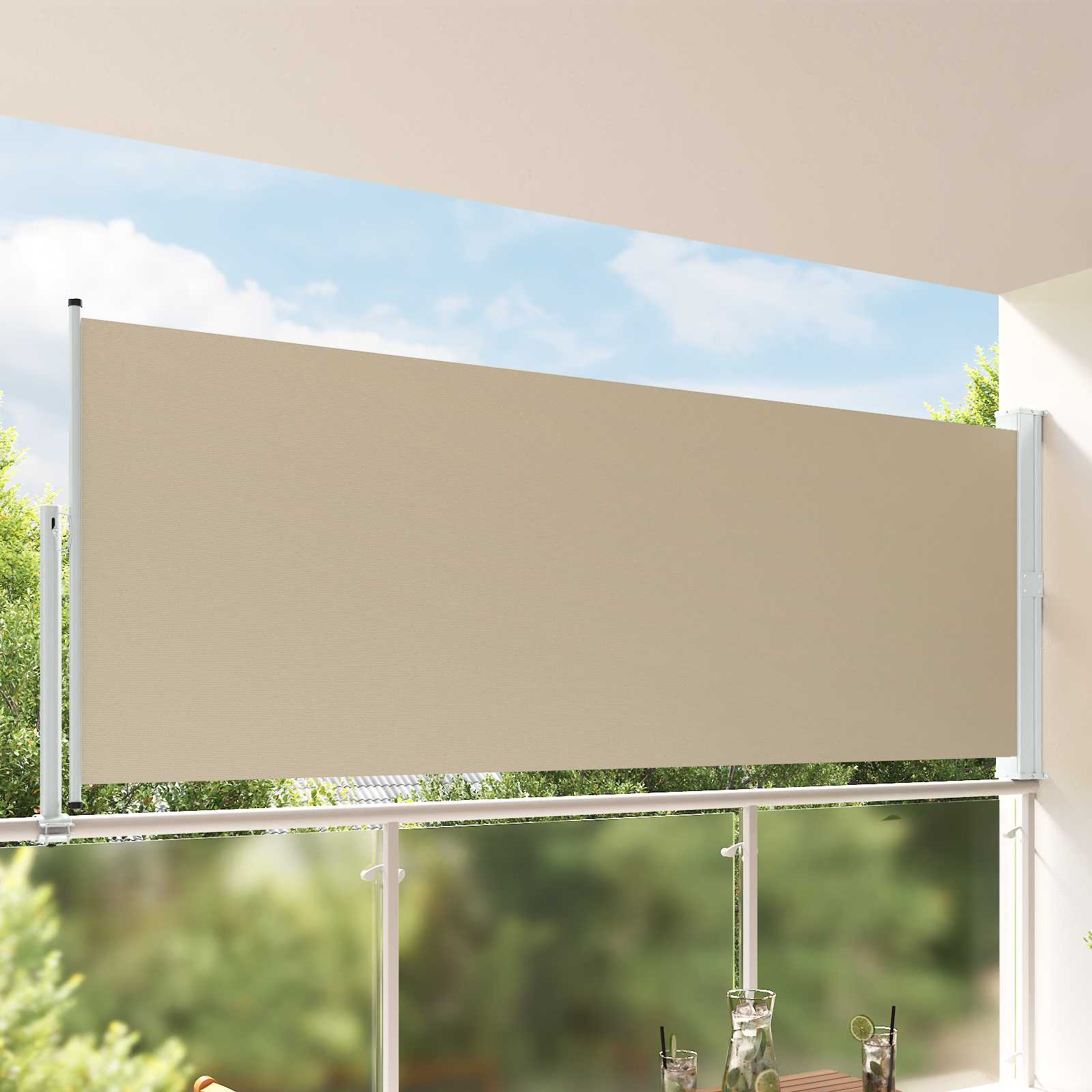Boční Markýza 140 X 300 Cm 100% Polyester, Železo, Ocel