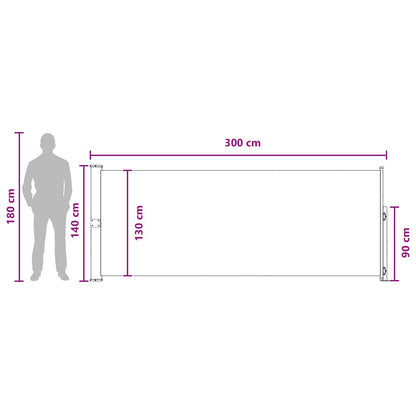 Výsuvná Boční Markýza 140 X 300 Cm 100% Polyester, Železo, Ocel
