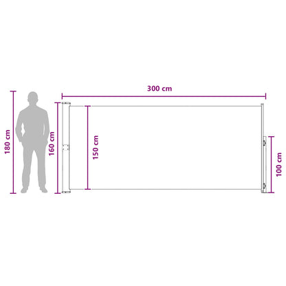 Výsuvná Boční Markýza 160 X 300 Cm 100% Polyester, Železo, Ocel