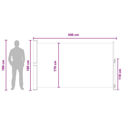 Výsuvná Boční Markýza 180 X 300 Cm Polyester Obdélníkový Taupe