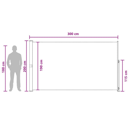 Výsuvná Boční Markýza 200 X 300 Cm 100% Polyester, Železo, Ocel