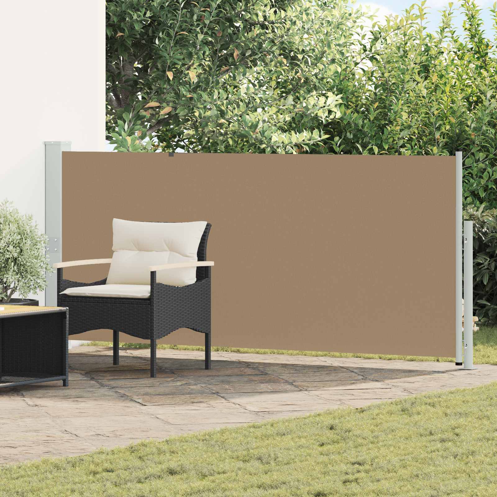 Výsuvná Boční Markýza 140 X 500 Cm Polyester Obdélníkový Taupe