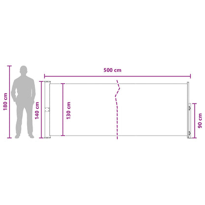 Výsuvná Boční Markýza 140 X 500 Cm Polyester Obdélníkový