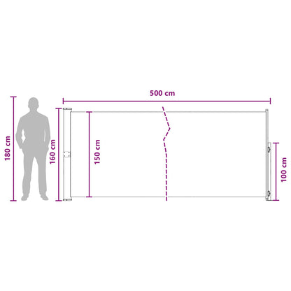 Výsuvná Boční Markýza 160 X 500 Cm Polyester Obdélníkový