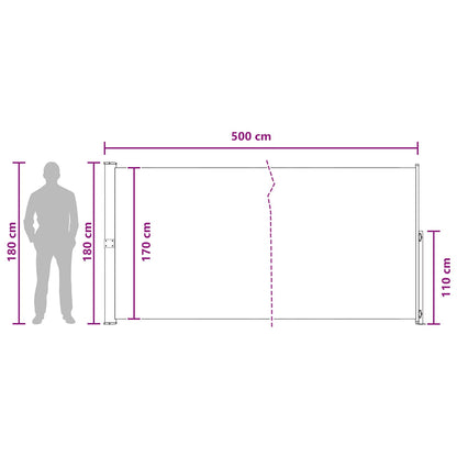 Výsuvná Boční Markýza 180 X 500 Cm 100% Polyester, Železo, Ocel