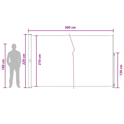 Výsuvná Boční Markýza 220 X 500 Cm 100% Polyester, Železo, Ocel