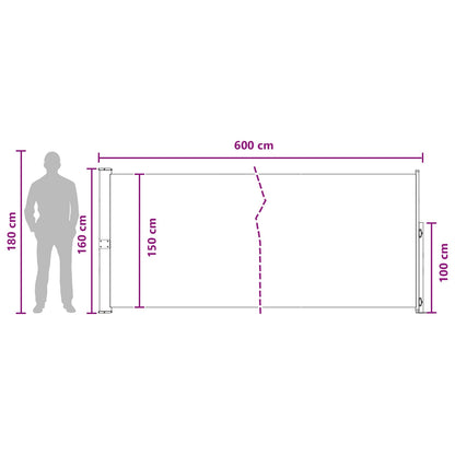 Výsuvná Boční Markýza 160 X 600 Cm Polyester Obdélníkový Taupe