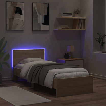 Rám Postele S Led Pásky S Čelo Dub Sonoma Kompozitní Dřevo