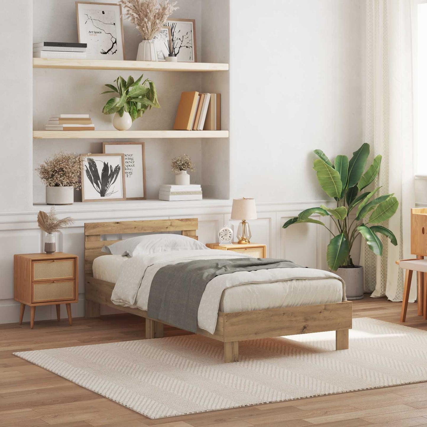 Rám Postele S Led Pásky S Čelo Dub Artisan Kompozitní Dřevo