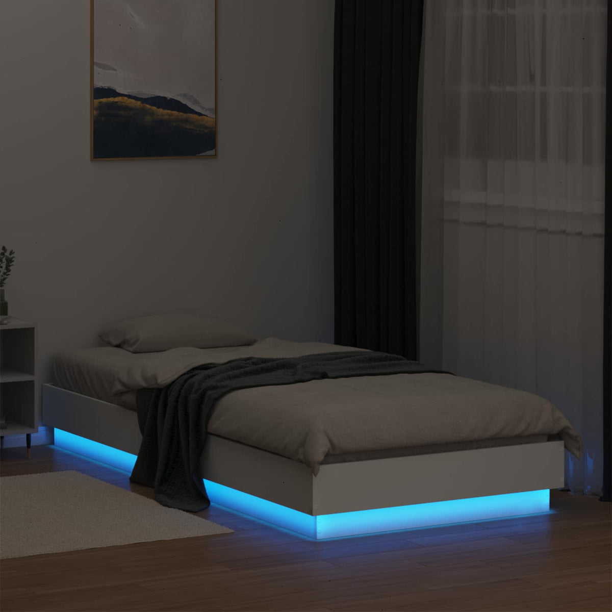 Postelový Rám S Led Bílá 80 X 200 Cm Kompozitní Dřevo